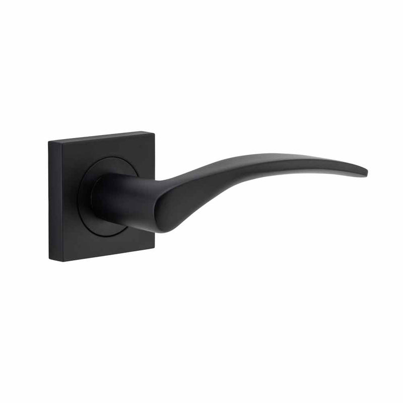Door Lever Oxford Square Rose Matt Black