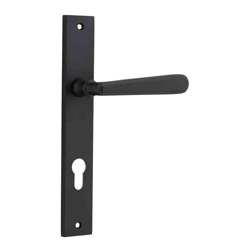 Door Lever Copenhagen Rectangular Euro Pair Matt Black