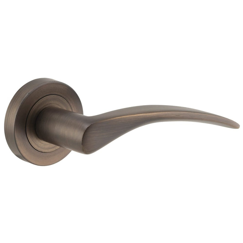 Door Lever Oxford Round Rose Signature Brass