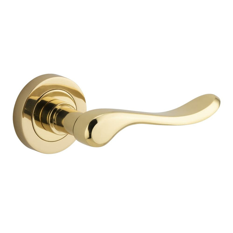 Door Lever Stirling Round Rose Polished Brass