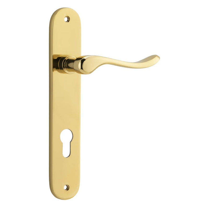Door Lever Stirling Oval Euro Pair Polished Brass