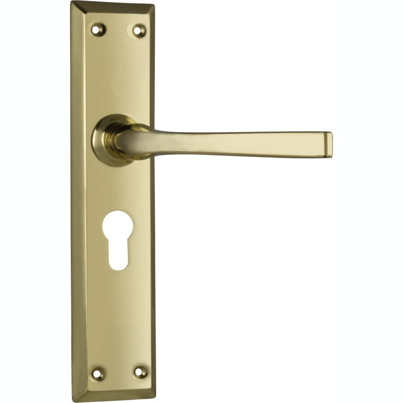 Door Lever Menton Euro Pair Polished Brass