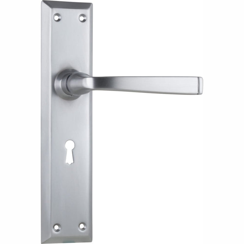 Door Lever Menton Lock Pair Satin Chrome
