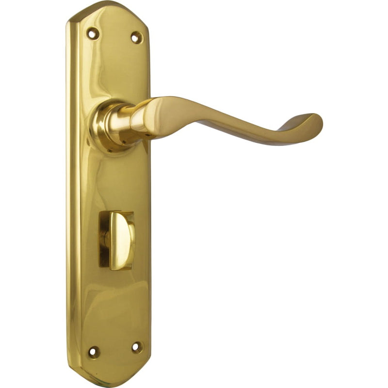Door Lever Windsor Privacy Pair Unlacquered Polished Brass