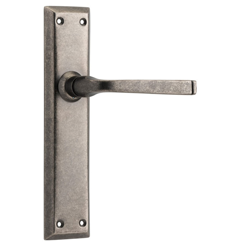 Door Lever Menton Latch Pair Rumbled Nickel