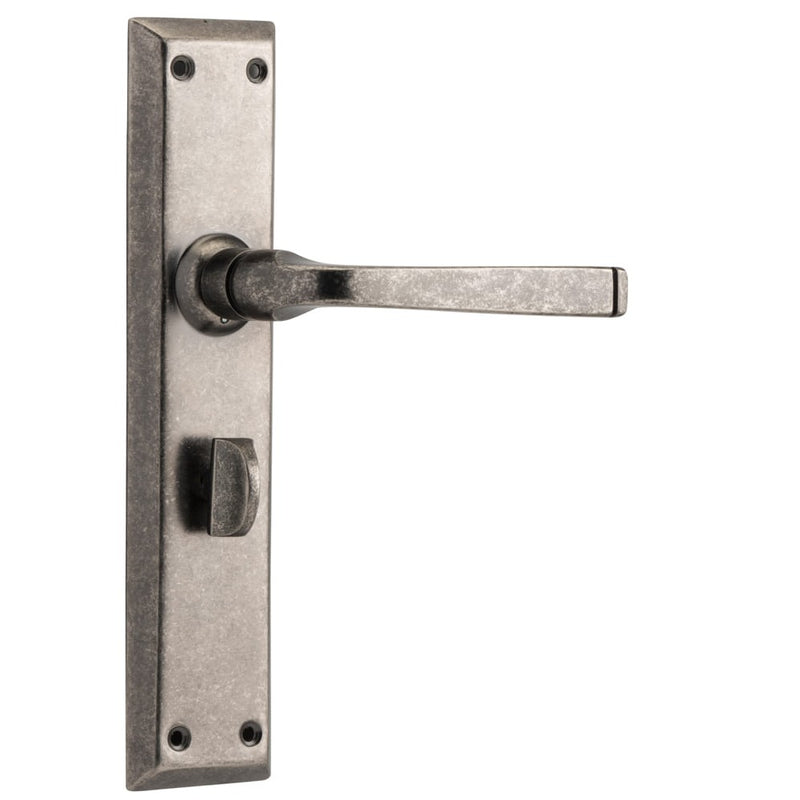Door Lever Menton Privacy Pair Rumbled Nickel