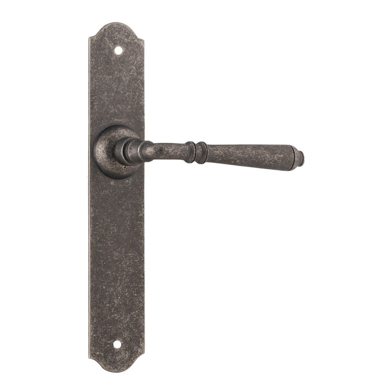 Door Lever Reims Latch Pair Rumbled Nickel