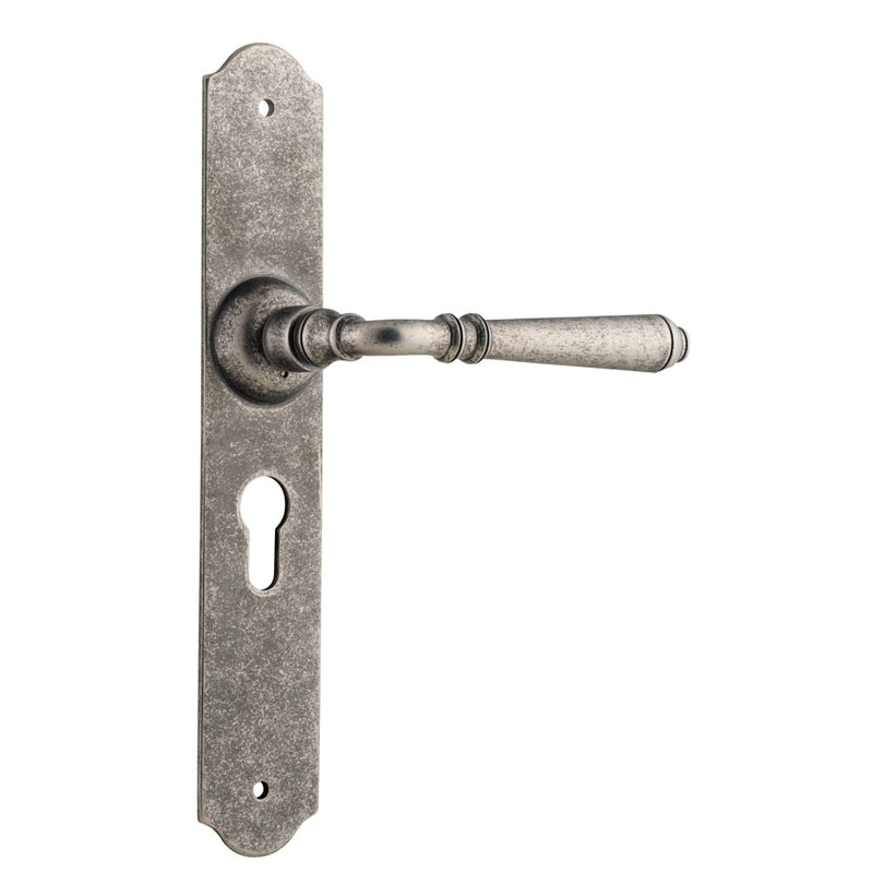 Door Lever Reims Euro Pair Rumbled Nickel