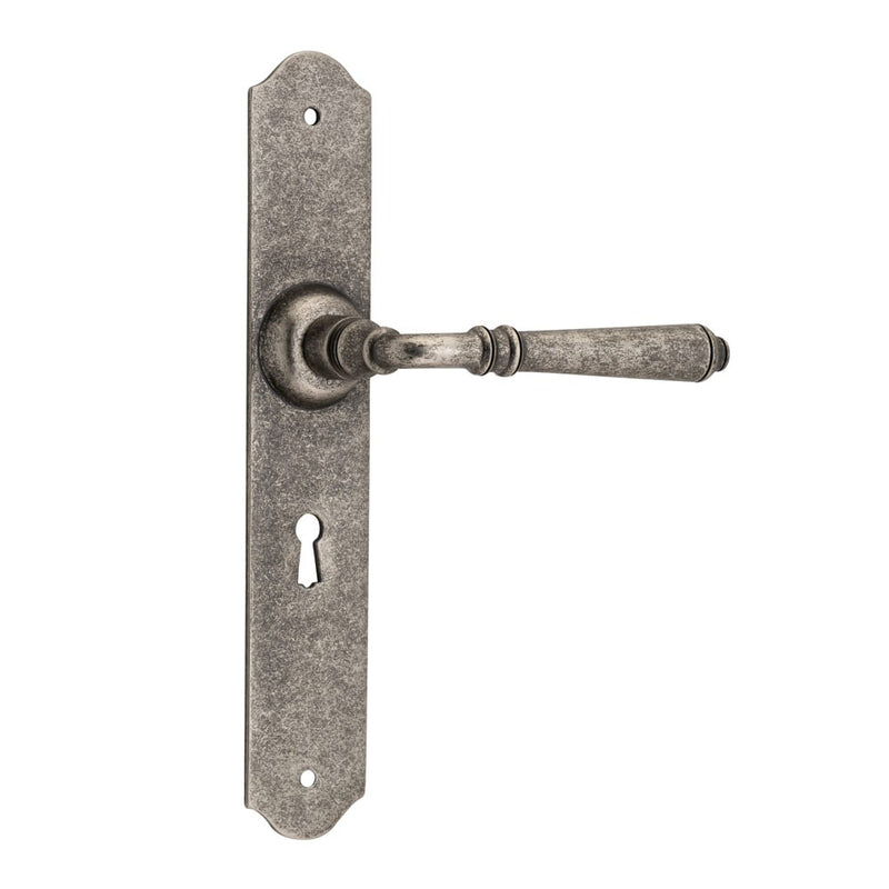 Door Lever Reims Lock Pair Rumbled Nickel