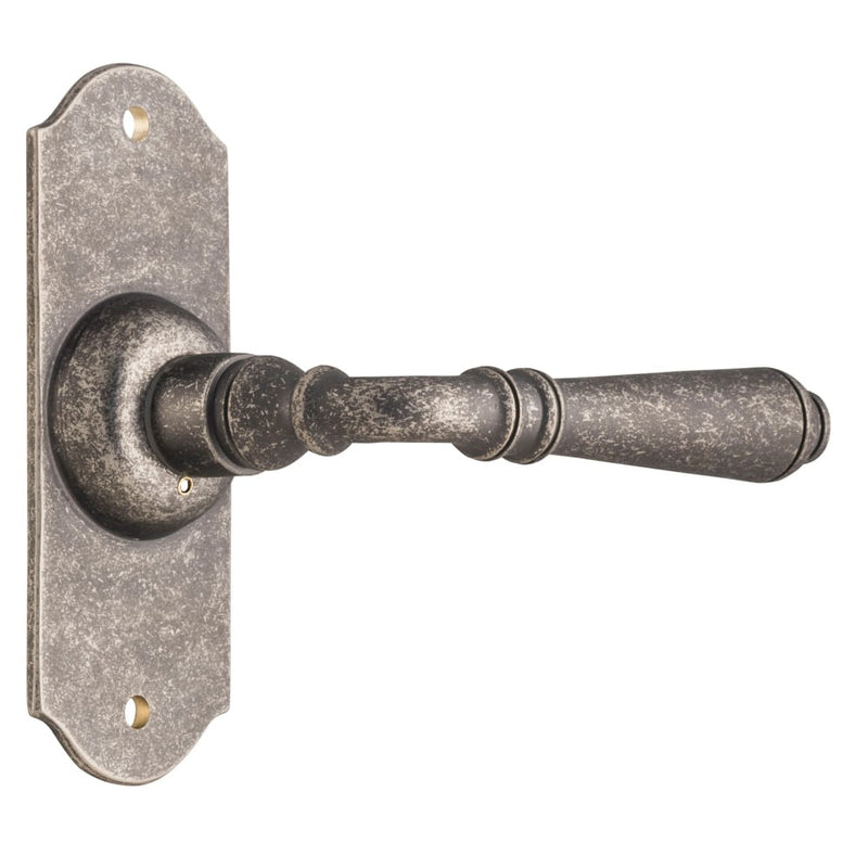 Door Lever Reims Latch Pair Rumbled Nickel