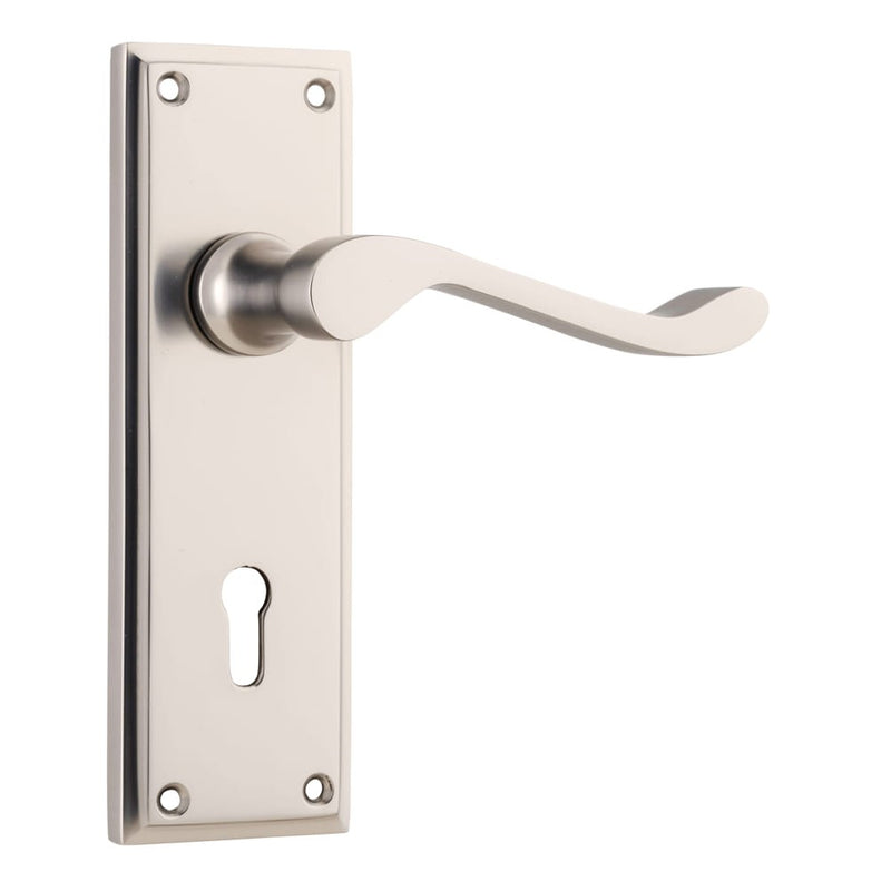 Door Lever Camden Lock Pair Satin Nickel