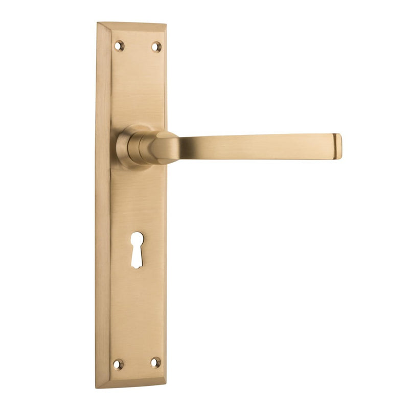 Door Lever Menton Lock Pair Satin Brass