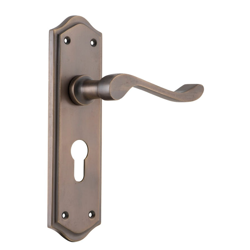 Door Lever Henley Euro Pair Antique Brass