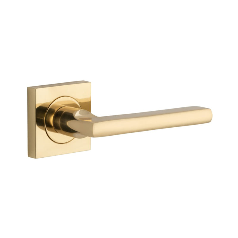 Door Lever Baltimore Square Rose Polished Brass