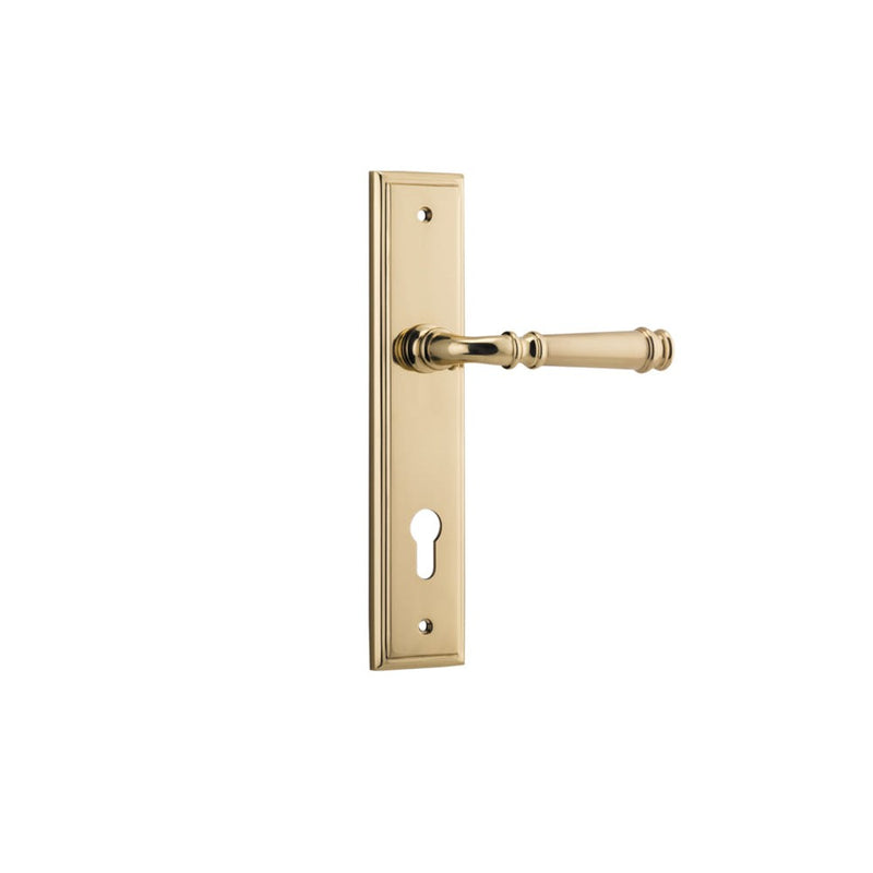 Door Lever Verona Stepped Euro Polished Brass