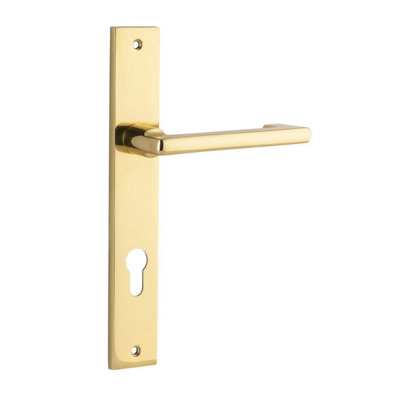 Door Lever Baltimore Return Rectangular Euro Pair Polished Brass