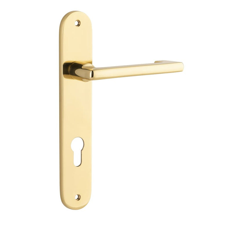 Door Lever Baltimore Return Oval Euro Pair Polished Brass