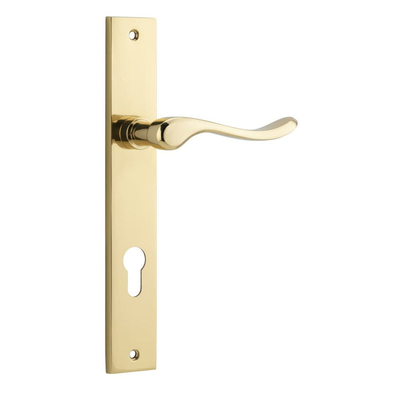 Door Lever Stirling Rectangular Euro Pair Polished Brass