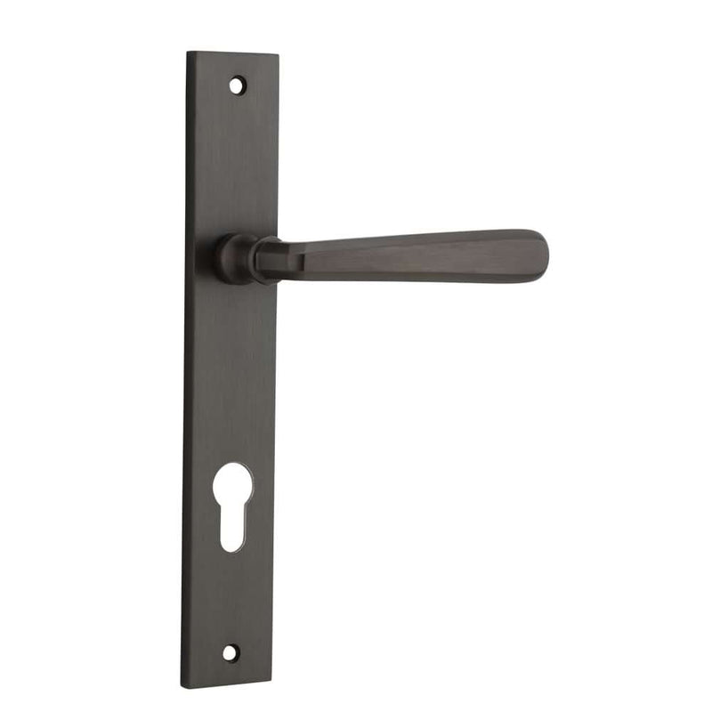 Door Lever Copenhagen Rectangular Euro Pair Signature Brass
