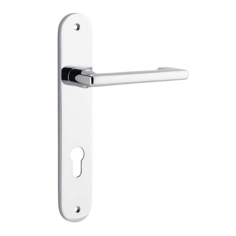 Door Lever Baltimore Return Oval Euro Pair Polished Chrome