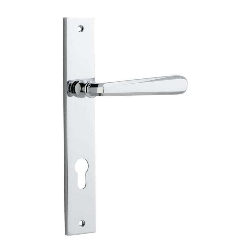 Door Lever Copenhagen Rectangular Euro Pair Polished Chrome
