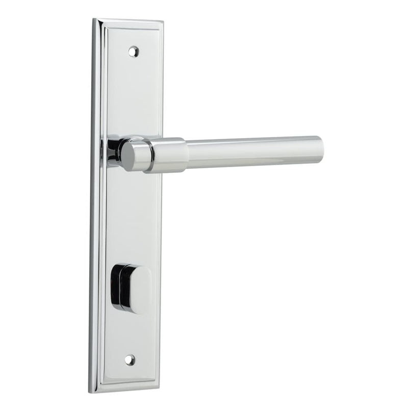Door Lever Helsinki Stepped Privacy Pair Polished Chrome