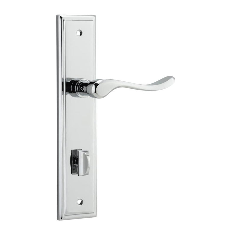 Door Lever Stirling Stepped Privacy Pair Polished Chrome