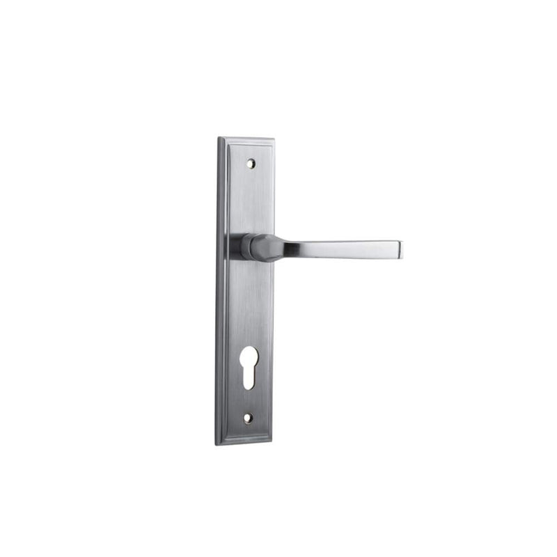 Door Lever Annecy Stepped Euro Brushed Chrome