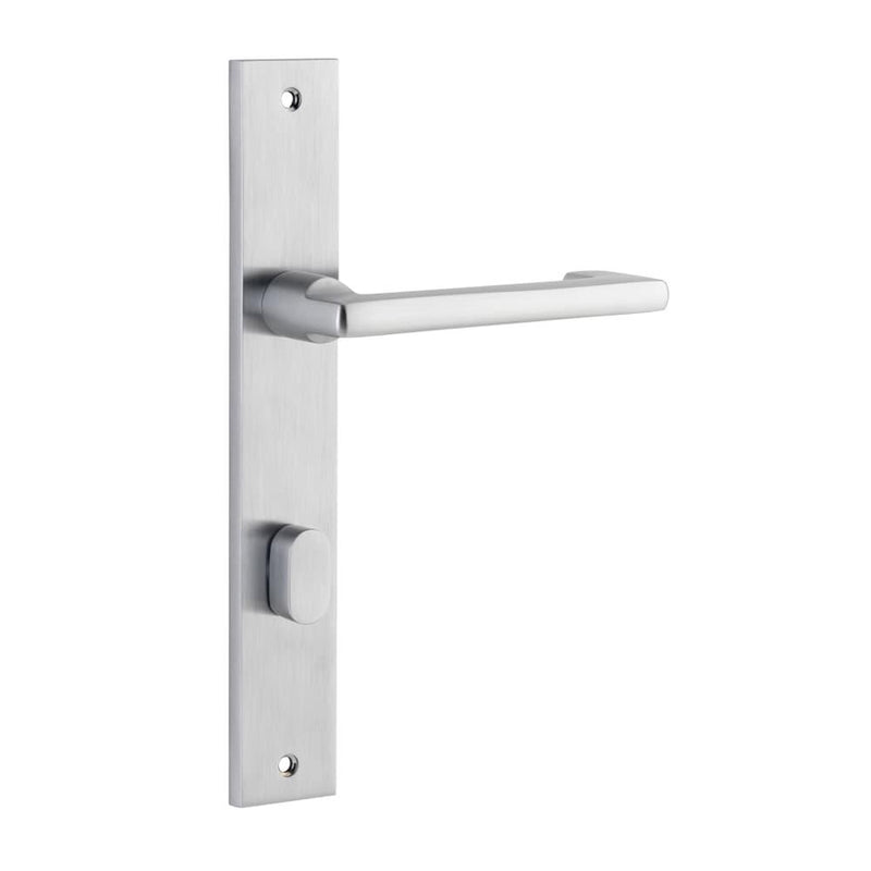 Door Lever Baltimore Return Rectangular Privacy Pair Brushed Chrome