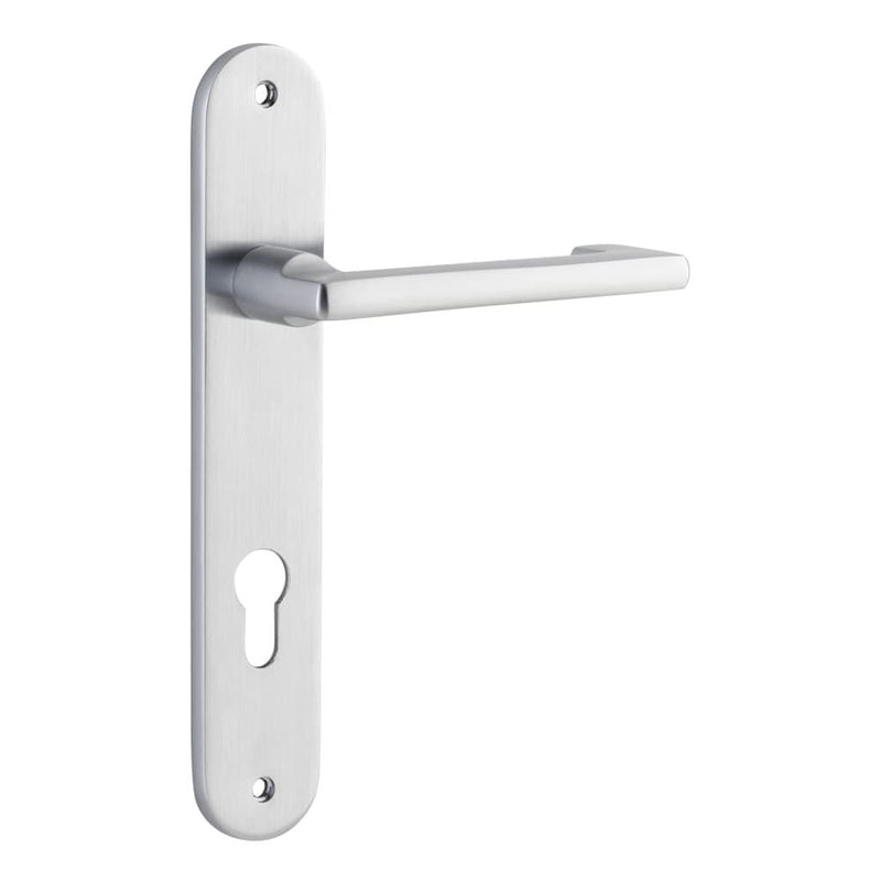Door Lever Baltimore Return Oval Euro Pair Brushed Chrome
