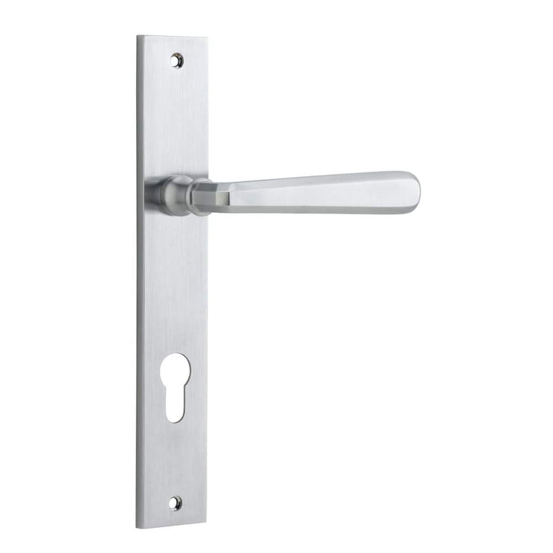 Door Lever Copenhagen Rectangular Euro Pair Brushed Chrome