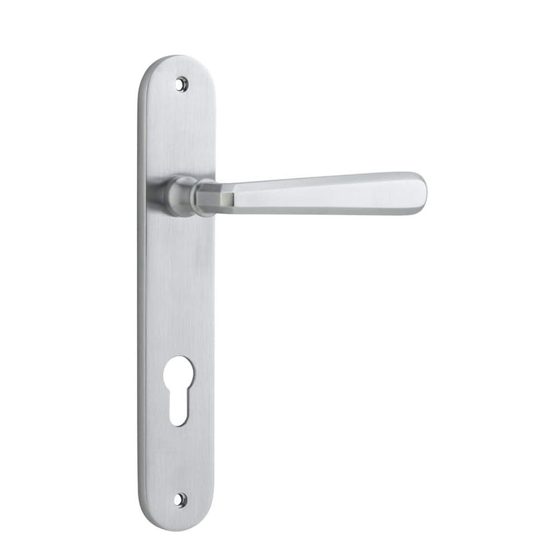 Door Lever Copenhagen Oval Euro Pair Brushed Chrome