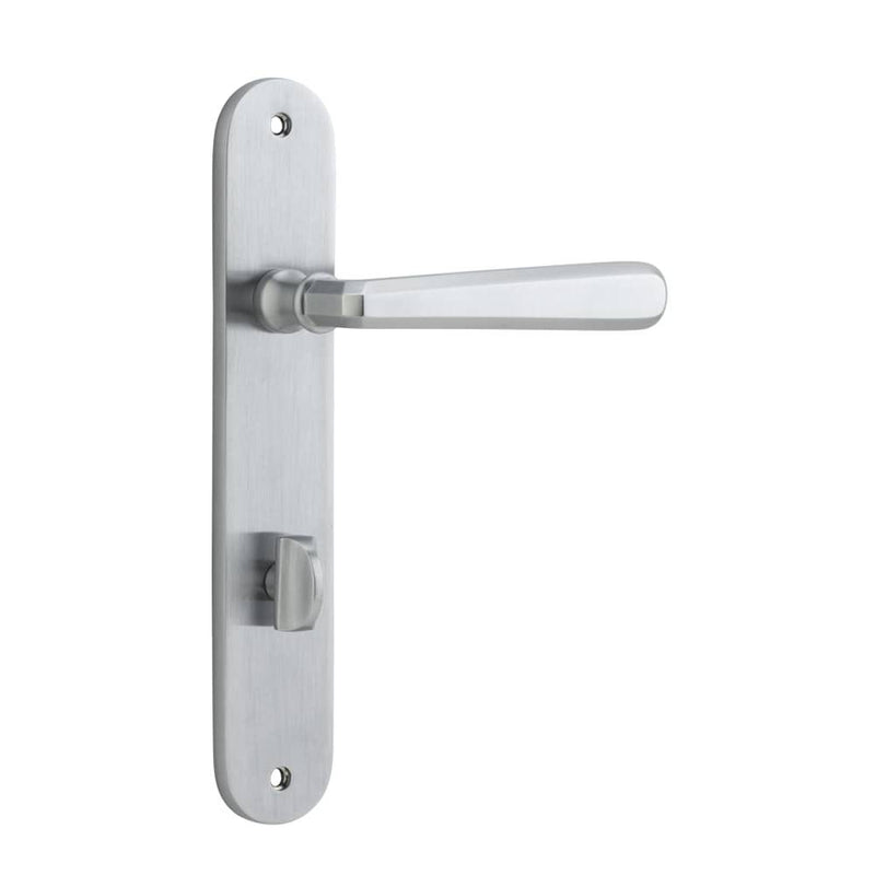 Door Lever Copenhagen Oval Privacy Pair Brushed Chrome