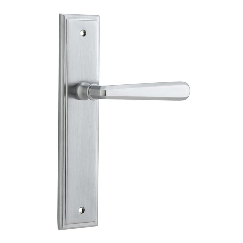 Door Lever Copenhagen Stepped Latch Pair Brushed Chrome