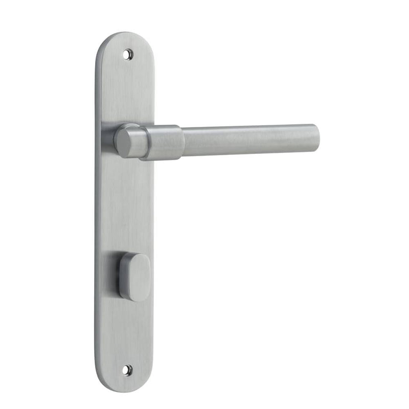 Door Lever Helsinki Oval Privacy Pair Brushed Chrome