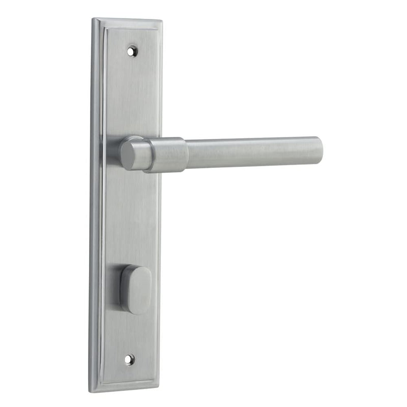 Door Lever Helsinki Stepped Privacy Pair Brushed Chrome