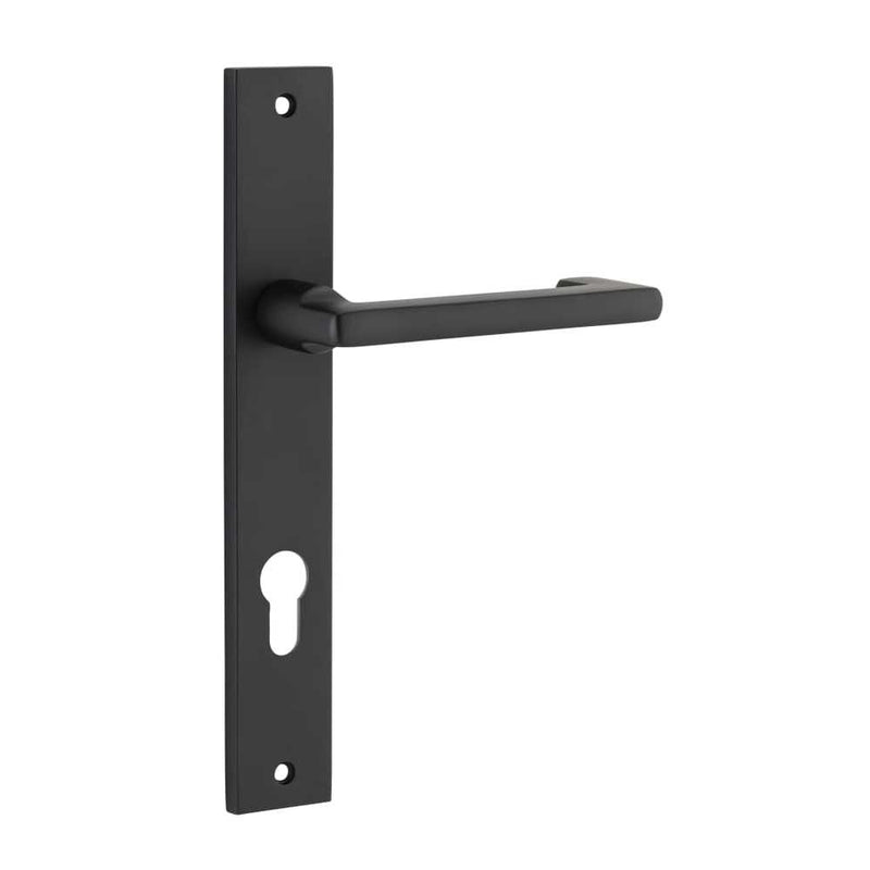 Door Lever Baltimore Return Rectangular Euro Pair Matt Black