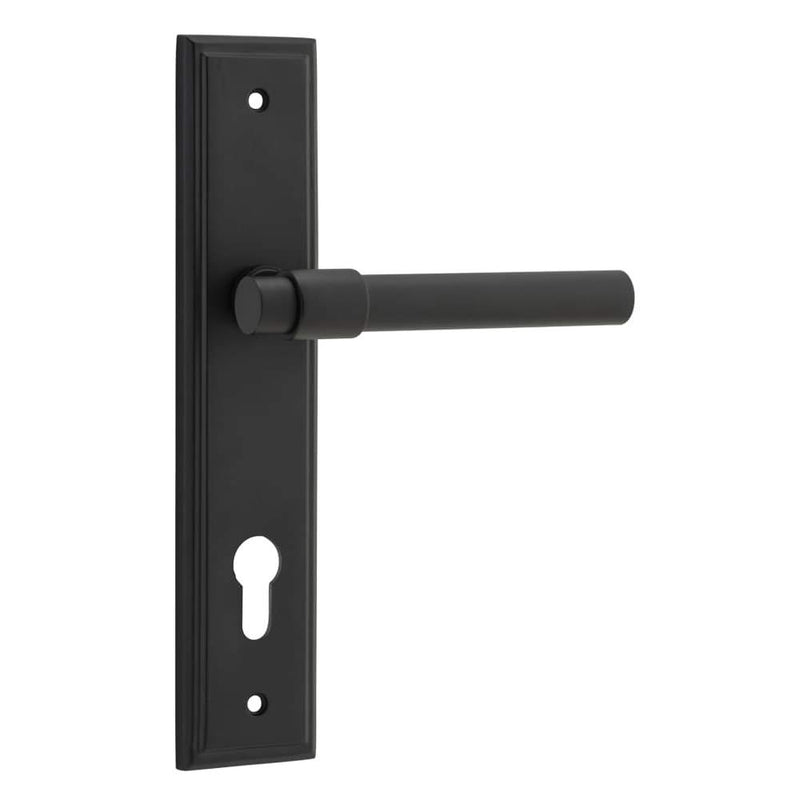 Door Lever Helsinki Stepped Euro Pair Matt Black