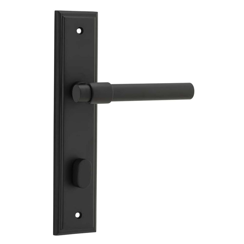 Door Lever Helsinki Stepped Privacy Pair Matt Black