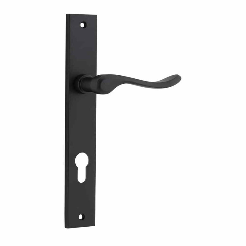 Door Lever Stirling Rectangular Euro Pair Matt Black
