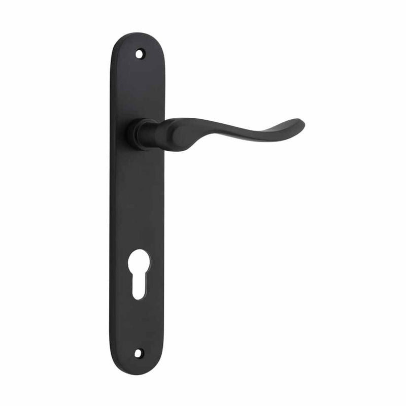 Door Lever Stirling Oval Euro Pair Matt Black