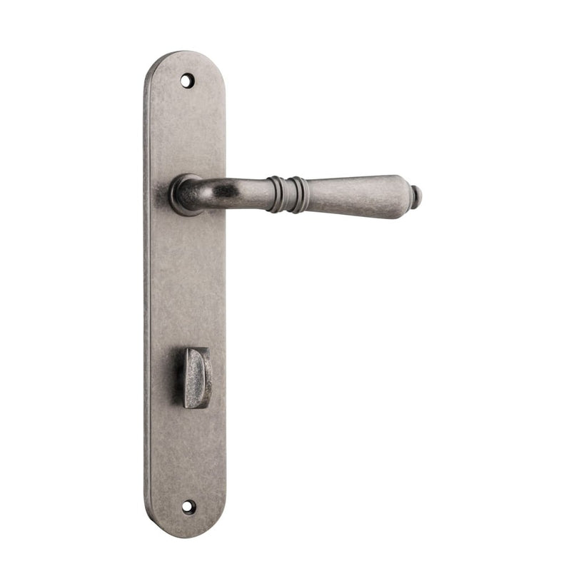 Door Lever Sarlat Oval Privacy Distressed Nickel