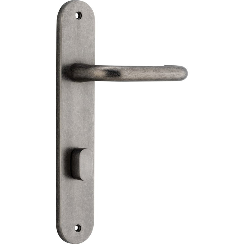 Door Lever Oslo Oval Privacy Distressed Nickel