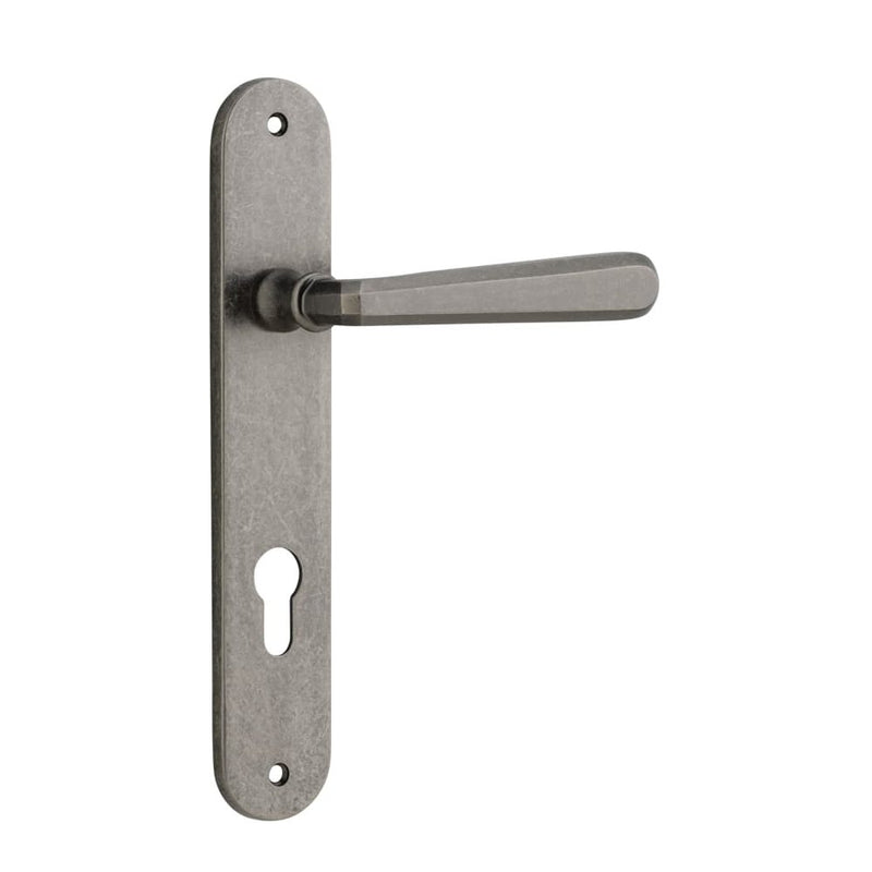 Door Lever Copenhagen Oval Euro Pair Distressed Nickel