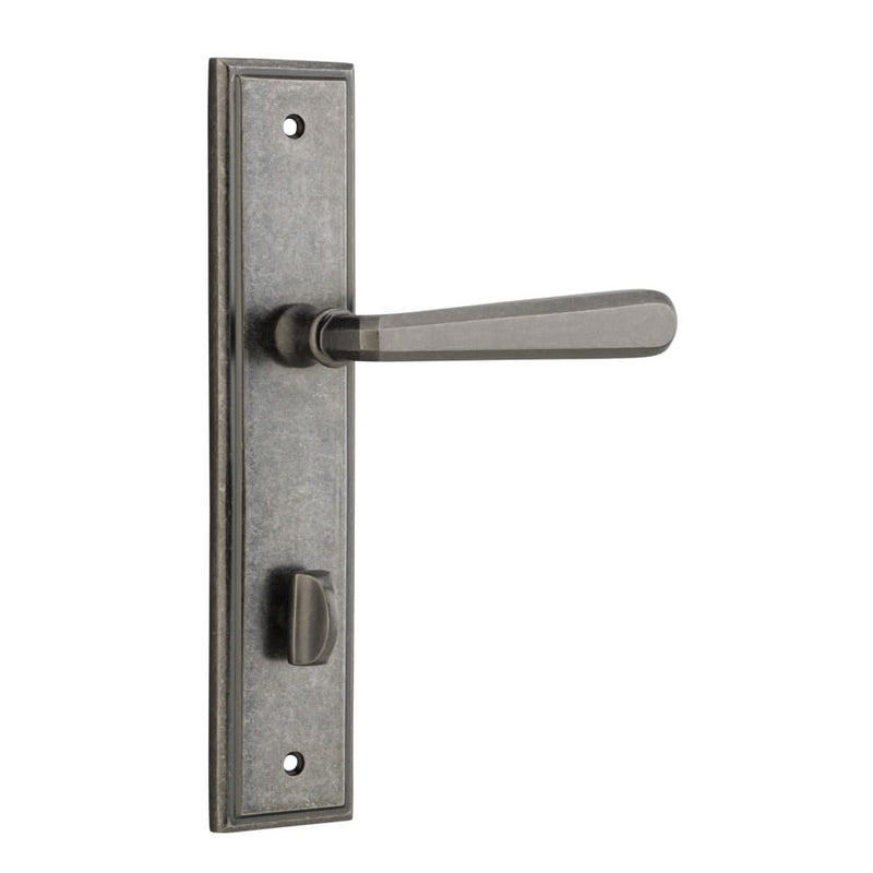 Door Lever Copenhagen Stepped Privacy Pair Distressed Nickel