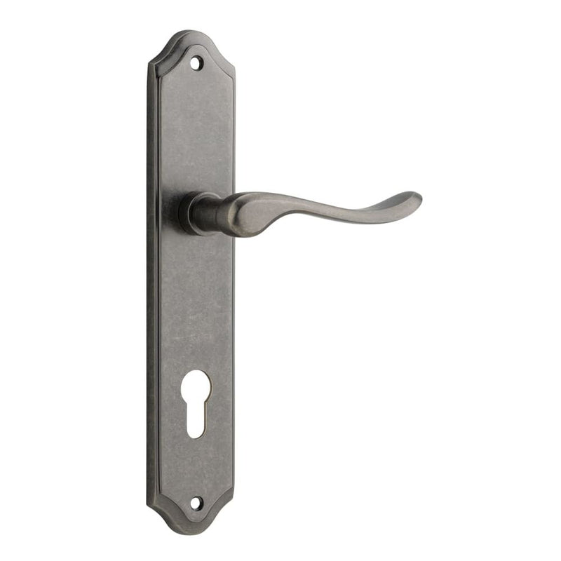 Door Lever Stirling Shouldered Euro Pair Distressed Nickel