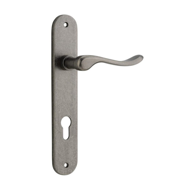 Door Lever Stirling Oval Euro Pair Distressed Nickel