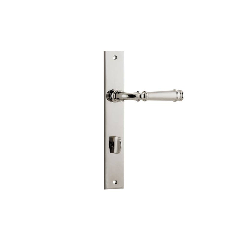 Door Lever Verona Rectangular Privacy Polished Nickel