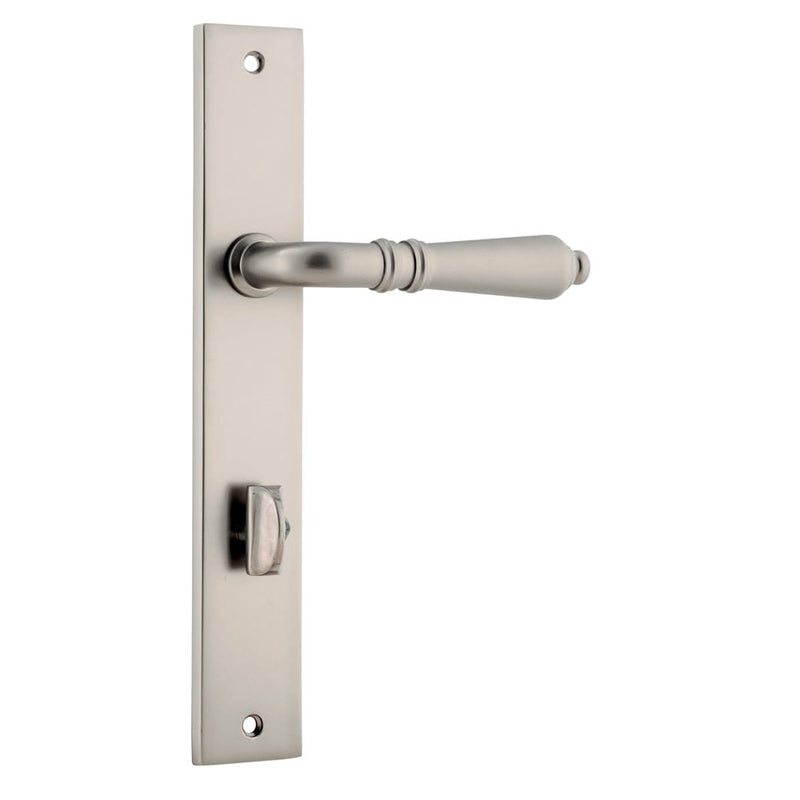 Door Lever Sarlat Rectangular Privacy Satin Nickel