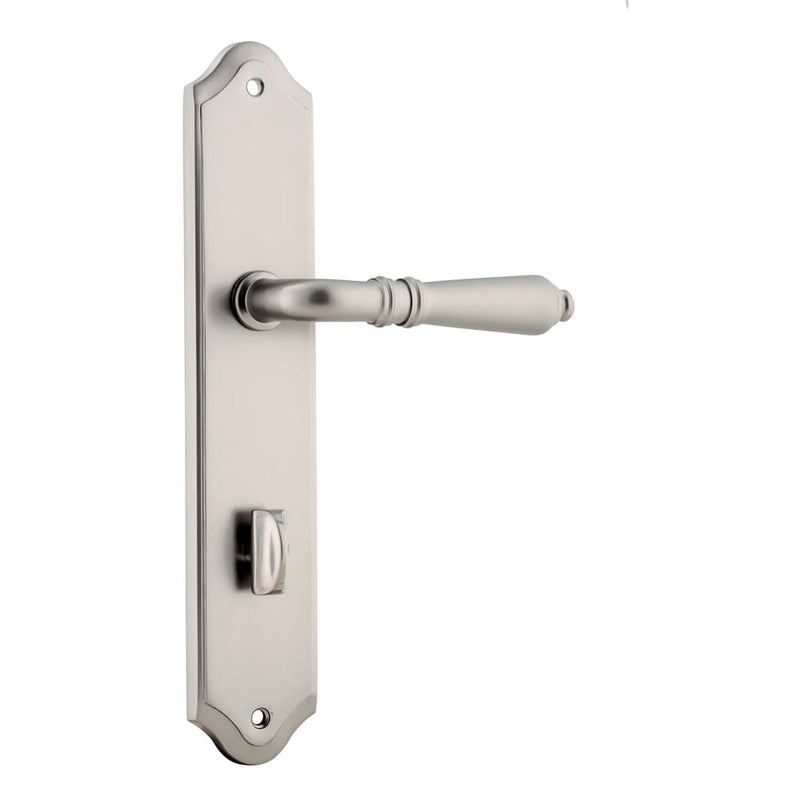 Door Lever Sarlat Shouldered Privacy Satin Nickel